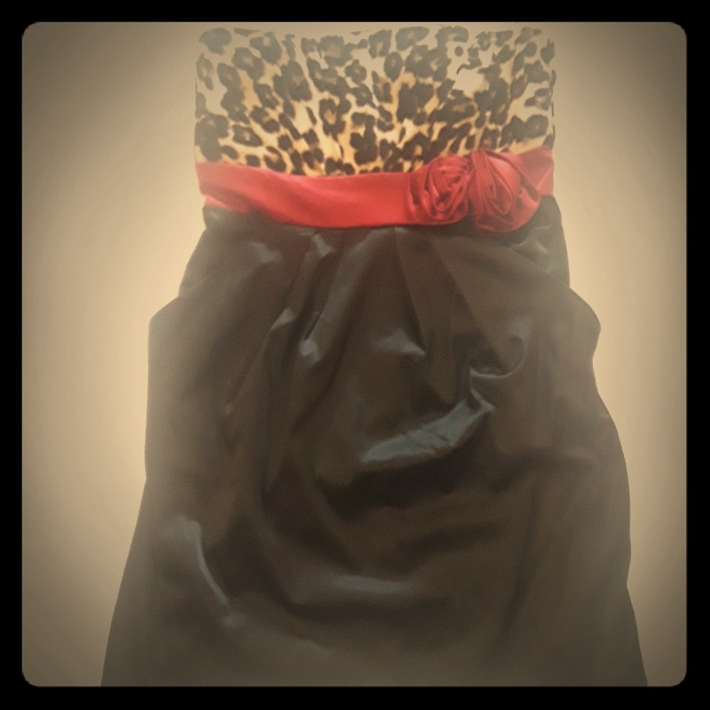 Leopard Black and Red Cocktail Dress